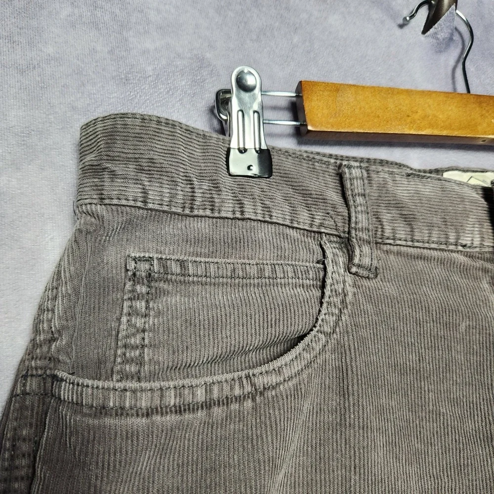 St Johns Bay Mens Gray Brown‎ Corduroy Pants 34x25 Hemmed Straight Leg Cotton